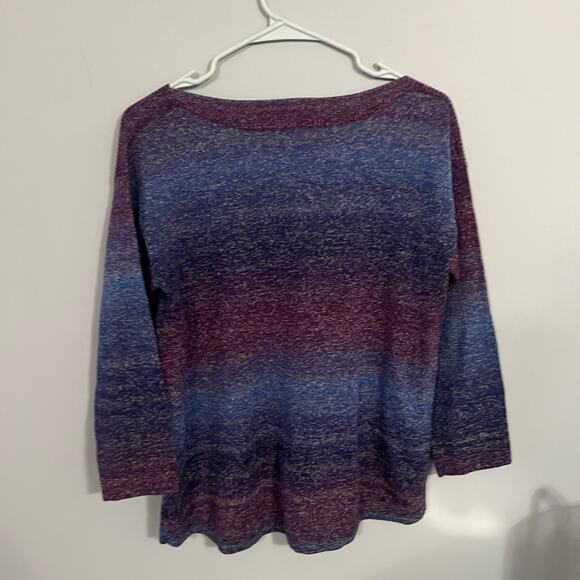 Napa Valley Ombre Stripe Sweater Women's Size Medium Purple Blue Cotton Blend - Picture 7 of 7